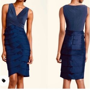 Adrianna Papell Blue Tiered Taffeta Dress